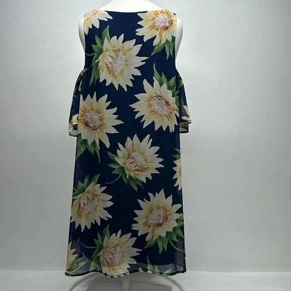 Show Me Your Mumu Birdie Dress Mini Ruffle Sunflower Floral Navy Blue M Medium - Picture 5 of 7